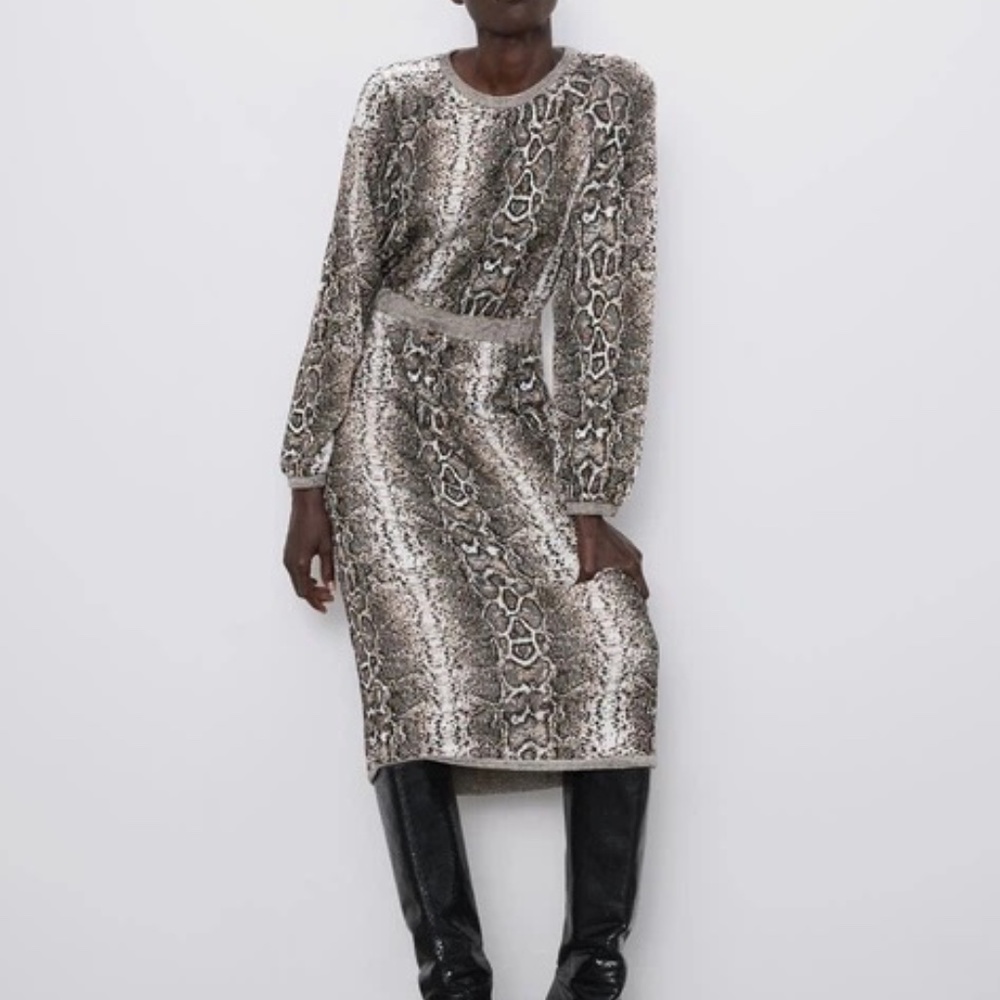 Zara Snakeskin Print Mob Wife & Maximalist Glamour Dress Woman's Size S